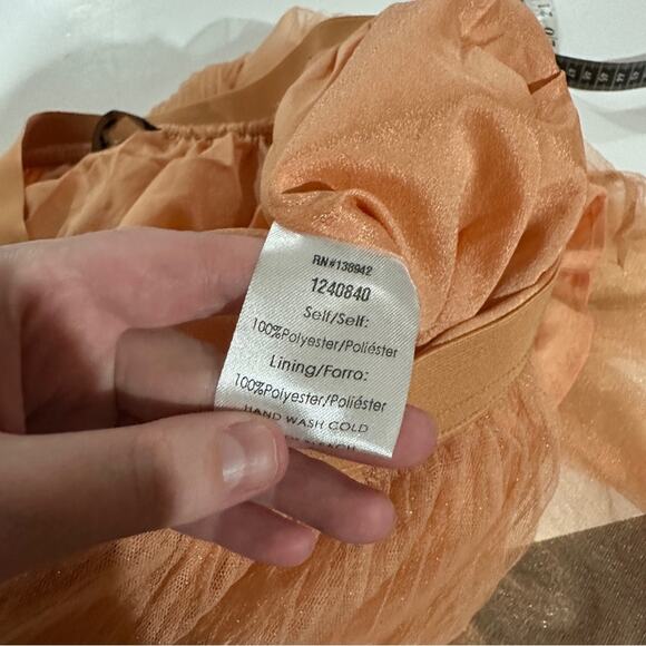 Orange Tulle Maxi Skirt Size L - Picture 6 of 8